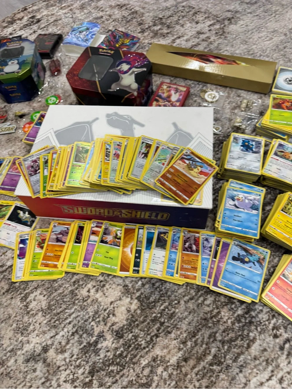 Huge Pokémon Card Lot 500+ Cards 140 Reverse Holos Tins & Accessories